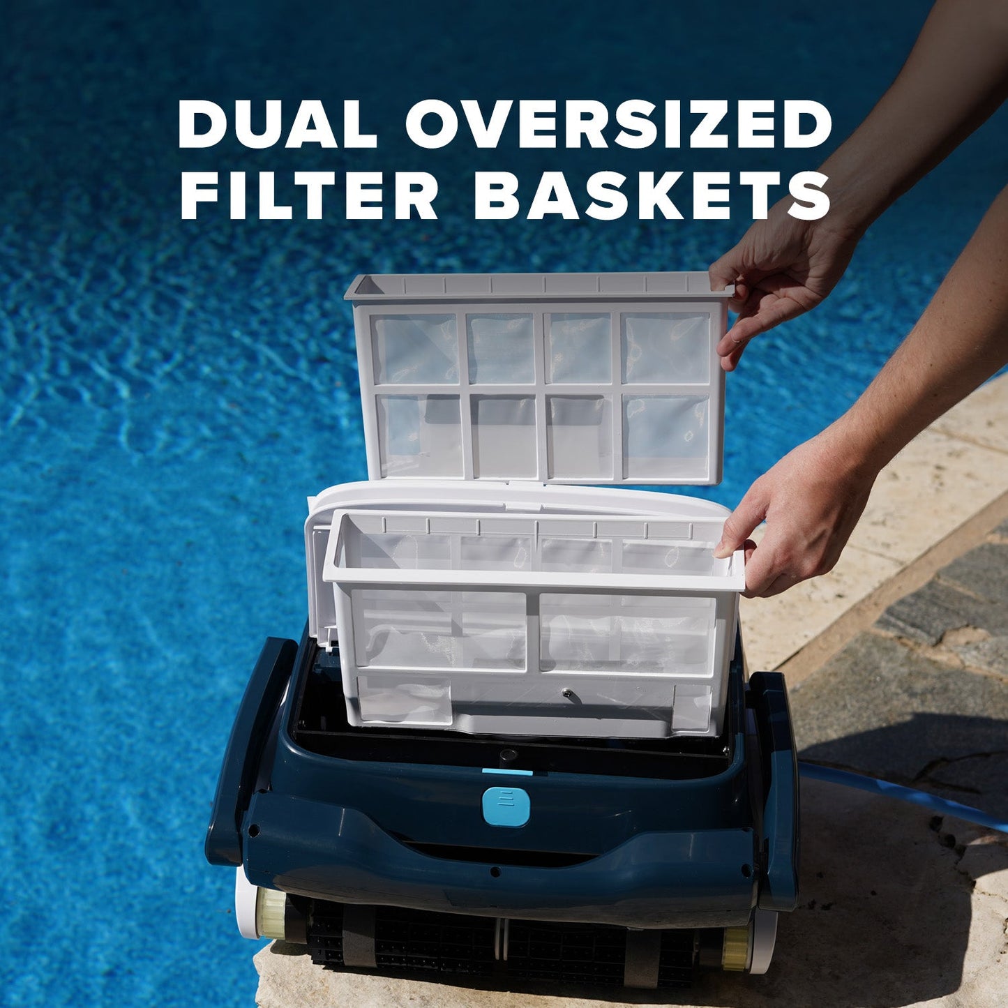 Blue Helix Robotic Pool Cleaner with Smartphone App, Dual Oversized Filters, Waterline Cleaning, Focus Mode, & AutoX Pool Mapping