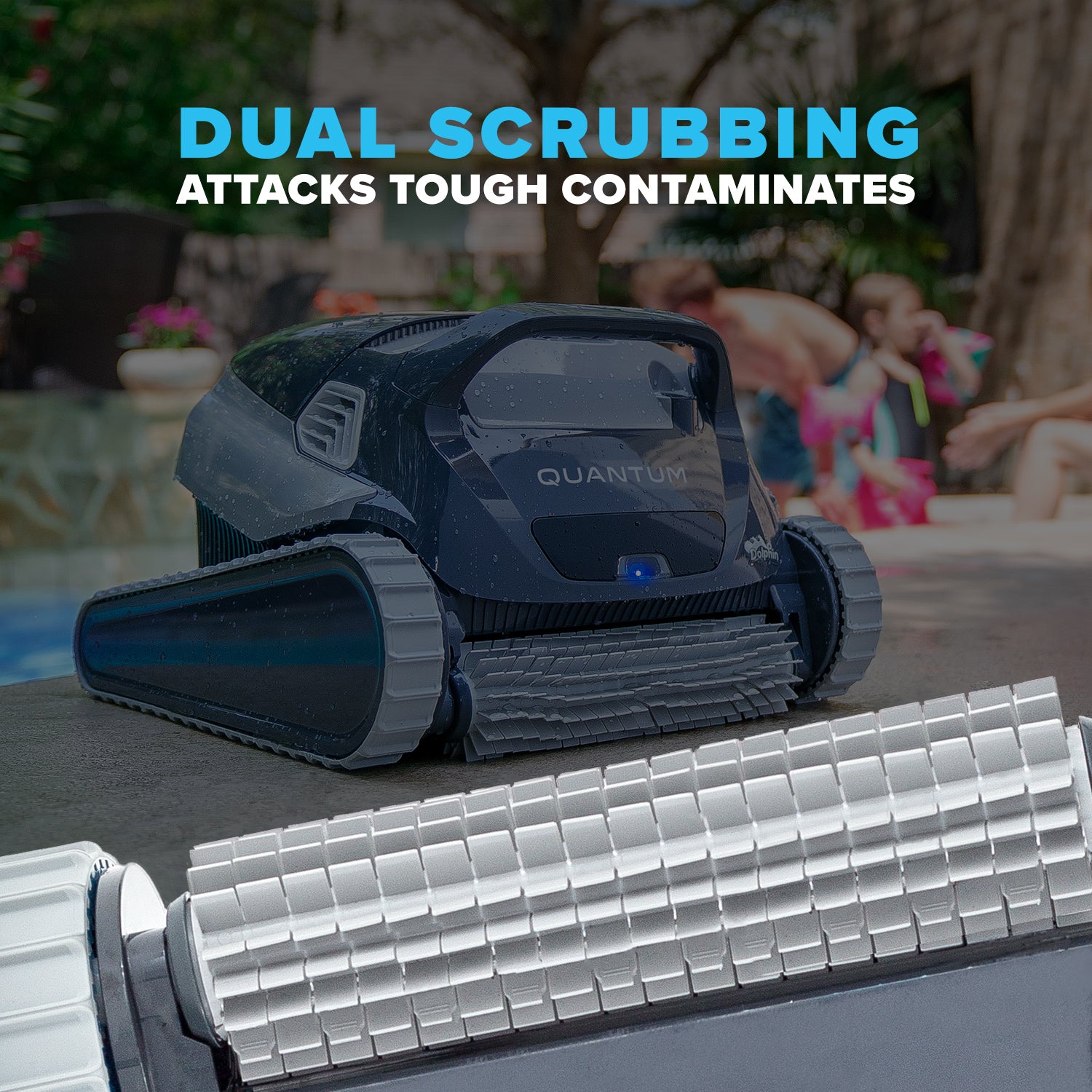 Dolphin Quantum Automatic Robotic Pool Cleaner with Extra-Large Filter Basket and Intense Waterline Scrubbing Power