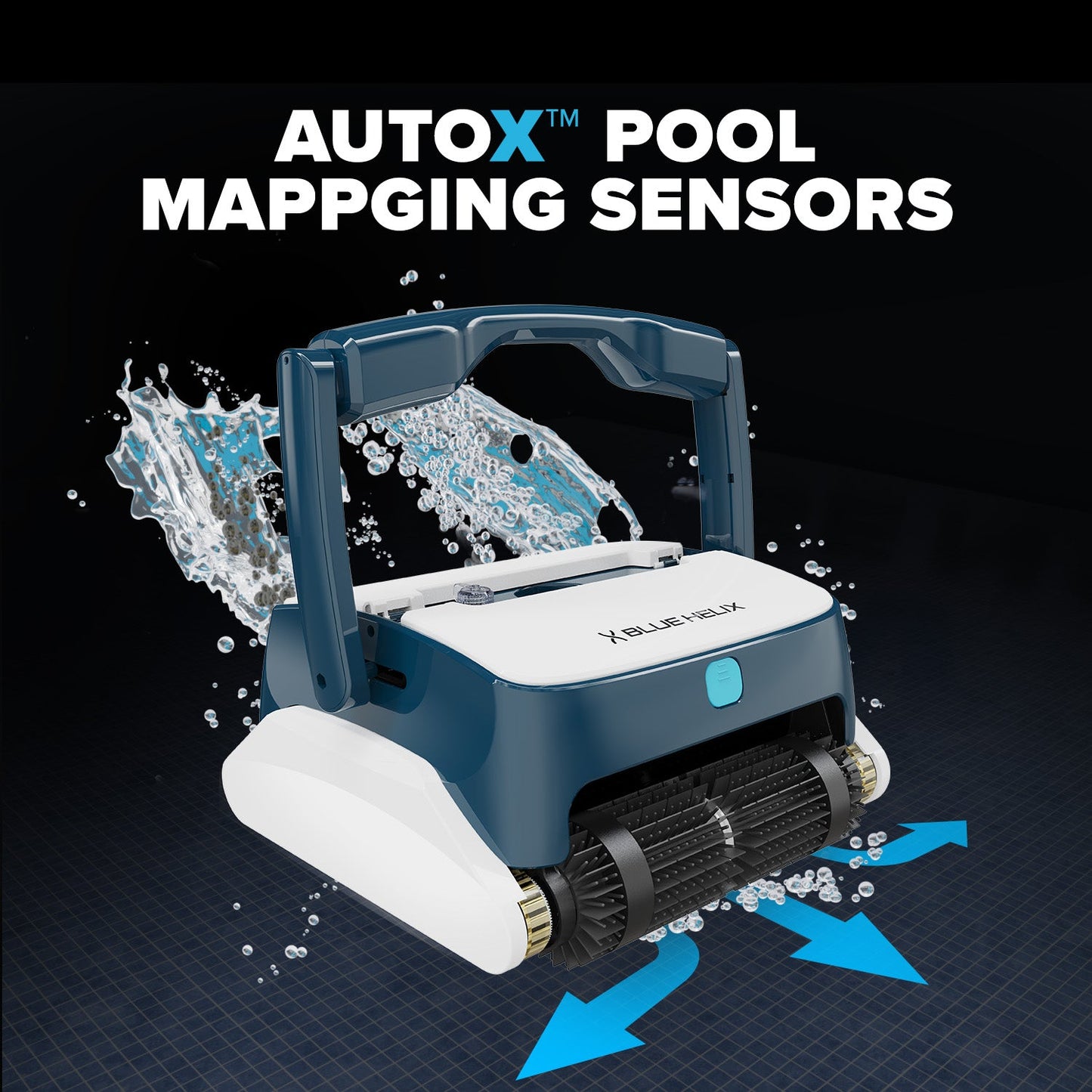 Blue Helix Robotic Pool Cleaner with Smartphone App, Dual Oversized Filters, Waterline Cleaning, Focus Mode, & AutoX Pool Mapping