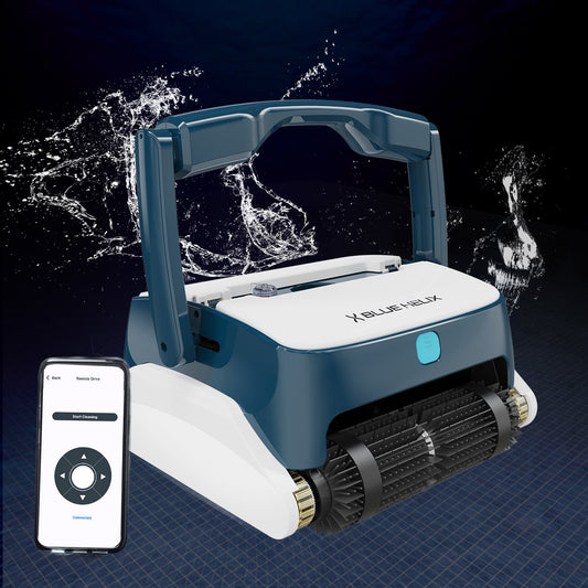 Blue Helix Robotic Pool Cleaner with Smartphone App, Dual Oversized Filters, Waterline Cleaning, Focus Mode, & AutoX Pool Mapping
